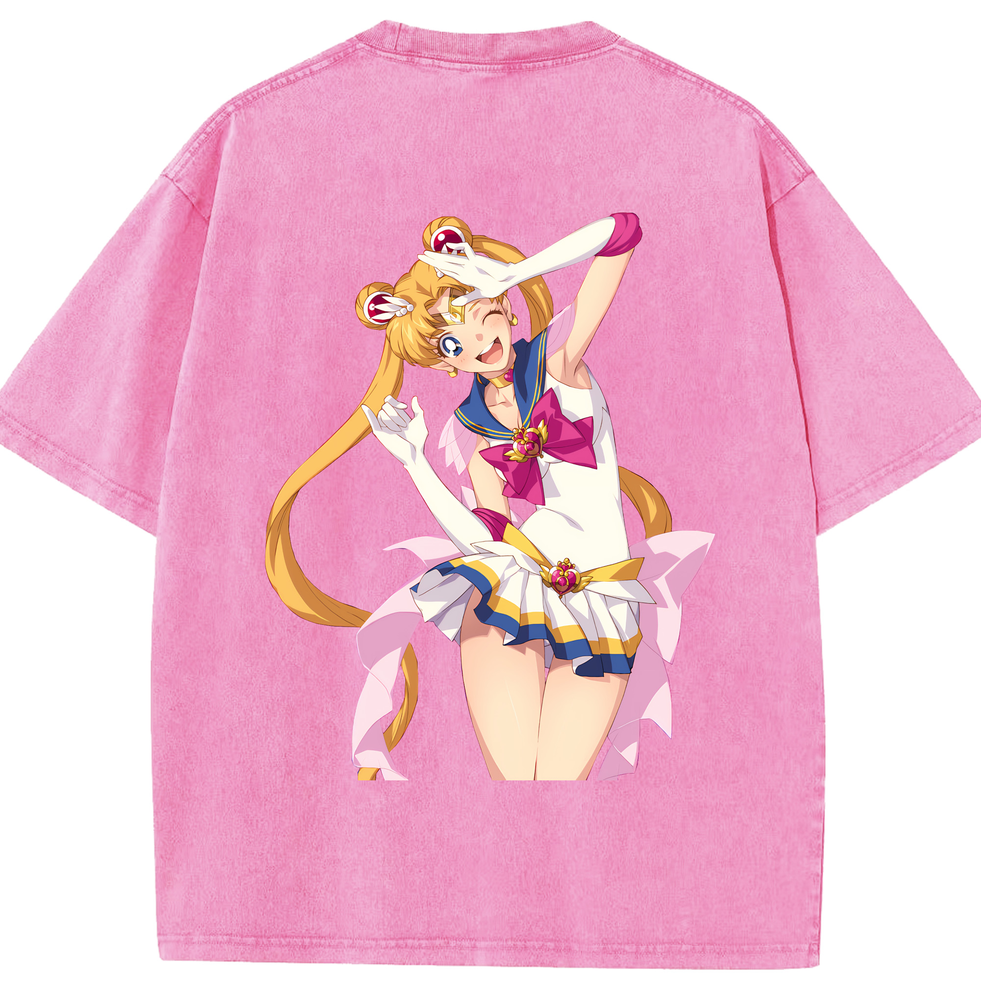 （画像用） 美少女戦士セーラームーン 月野 うさぎ つきの うさぎ Sailor Moon Tsukino Usagi 綿100% ヴィンテージ風 半袖Tシャツ（背面プリント）